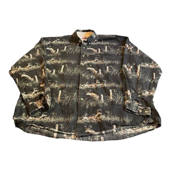 Rugged Earth Outfitters Brown Deer Hunting Buck Button Down Shirt XL Cowboy - Picture 1 of 6
